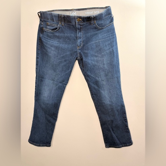 Lee Denim Straight Tapered Jeans in Classic Blue - Picture 1 of 10